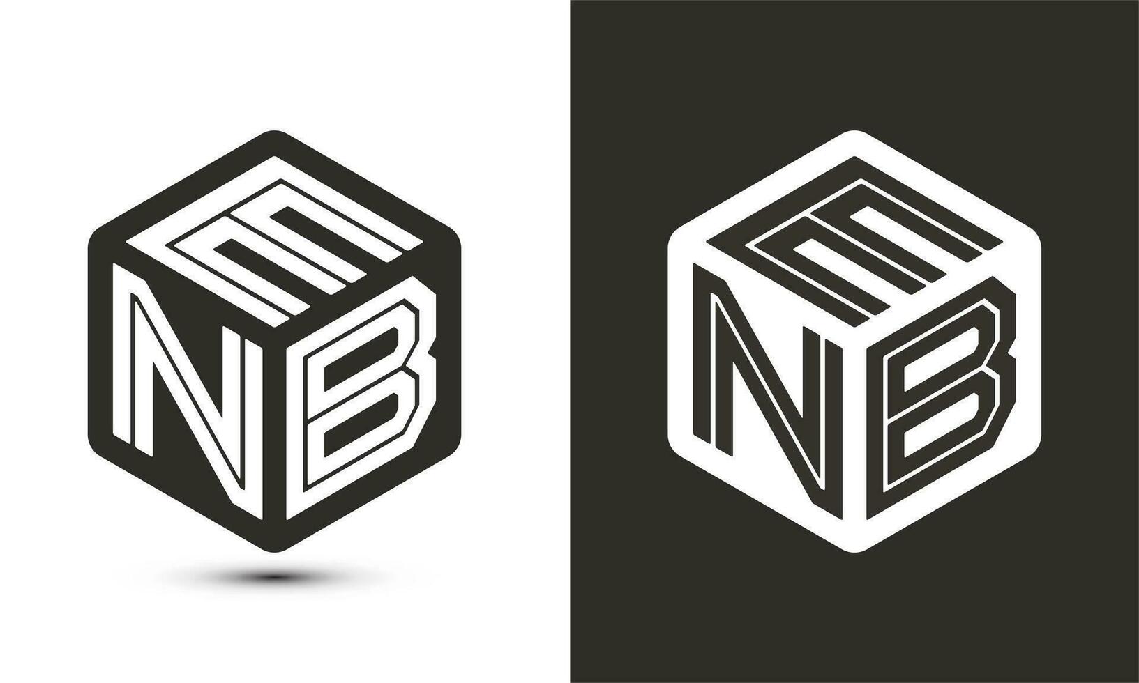 enb letra logo diseño con ilustrador cubo logo, vector logo moderno alfabeto fuente superposición estilo.