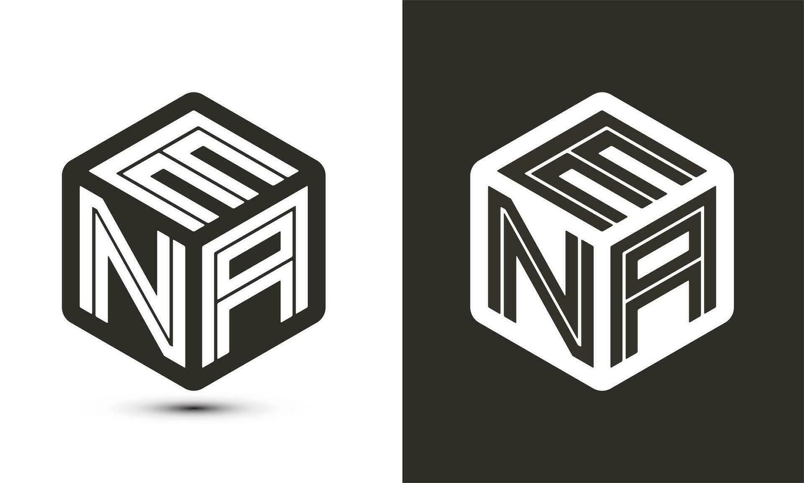 ENA letter logo design with illustrator cube logo, vector logo modern alphabet font overlap style.