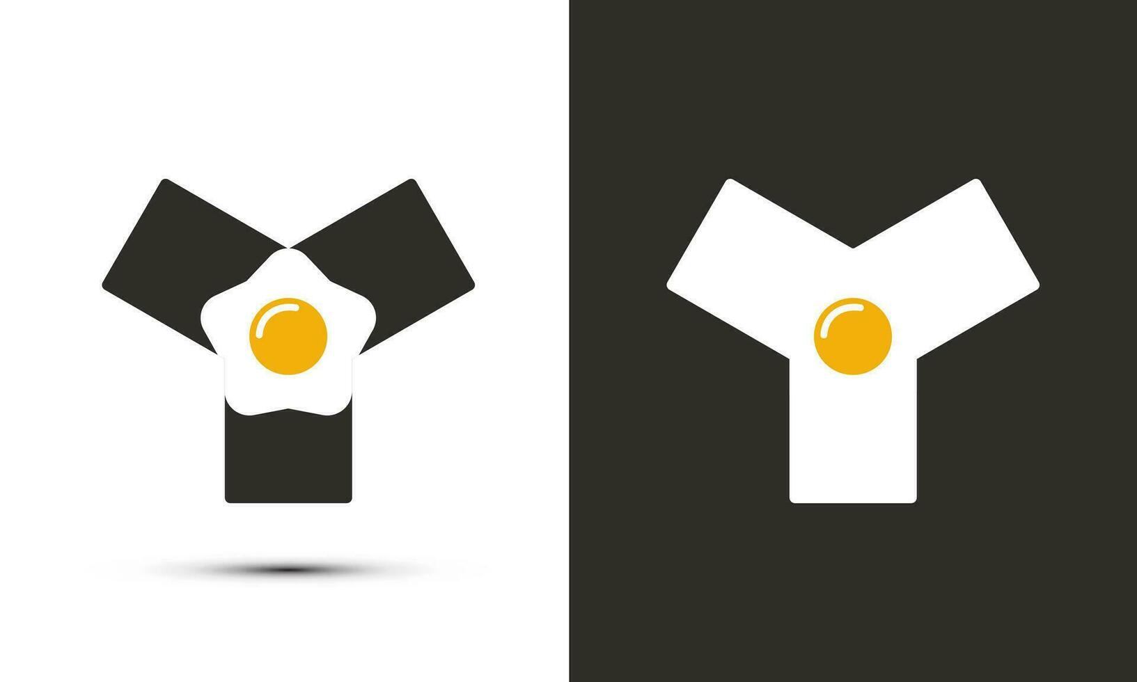 Modern illustration logo design initial y combine with fried egg. vector