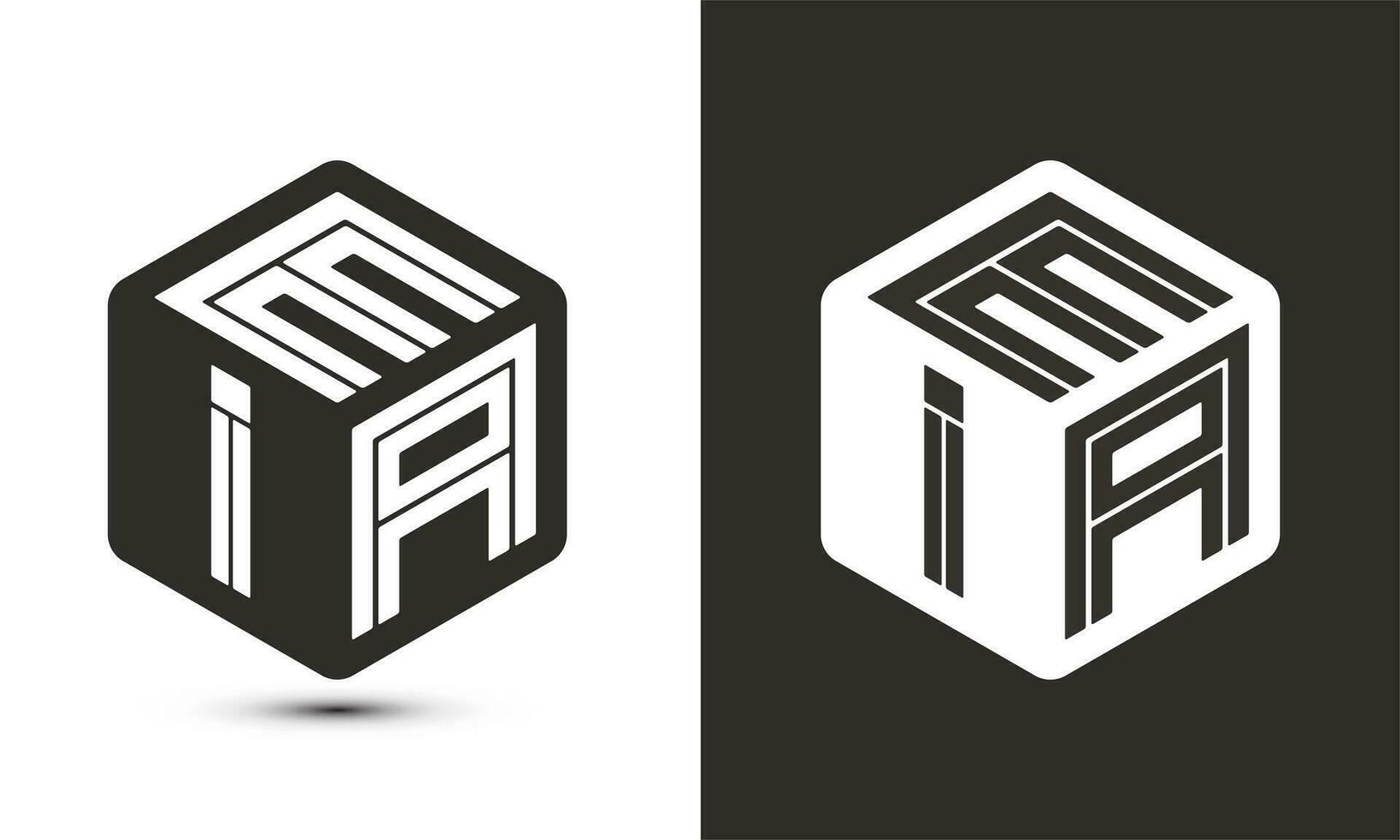 EIA letter logo design with illustrator cube logo, vector logo modern alphabet font overlap style.