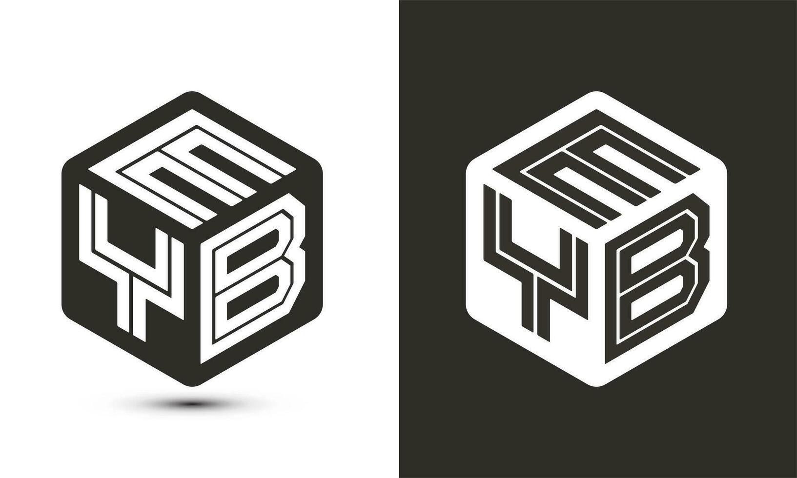 EYB letter logo design with illustrator cube logo, vector logo modern alphabet font overlap style.