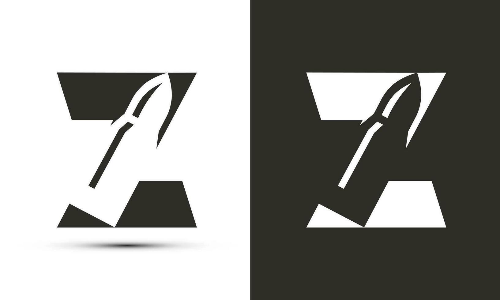 Modern illustration logo design initial Z combine with bullet. vector