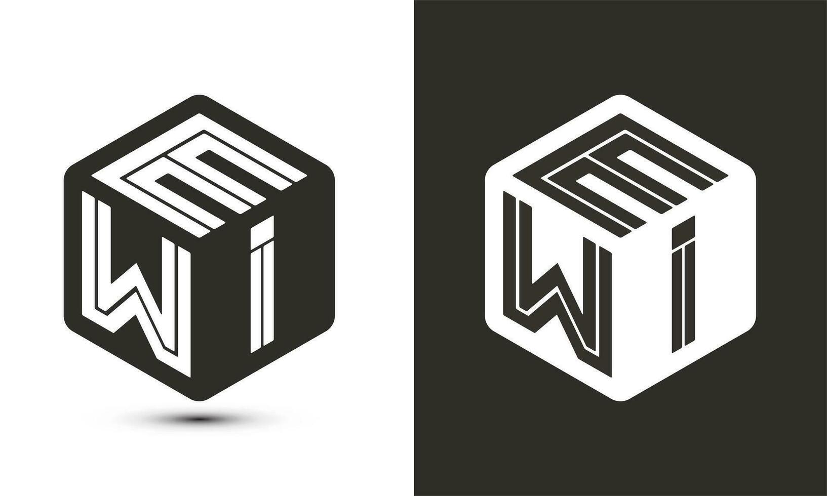 EWI letter logo design with illustrator cube logo, vector logo modern alphabet font overlap style.