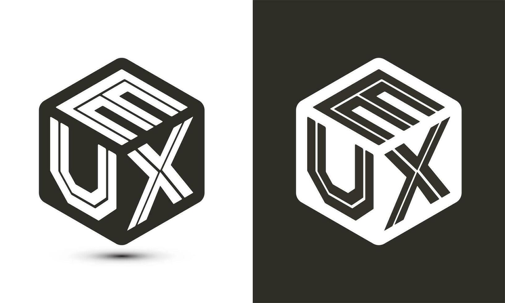 EUX letter logo design with illustrator cube logo, vector logo modern alphabet font overlap style.