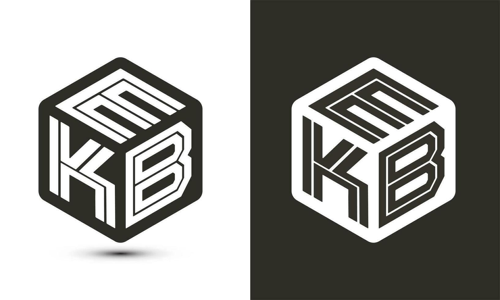 EKB letter logo design with illustrator cube logo, vector logo modern alphabet font overlap style.