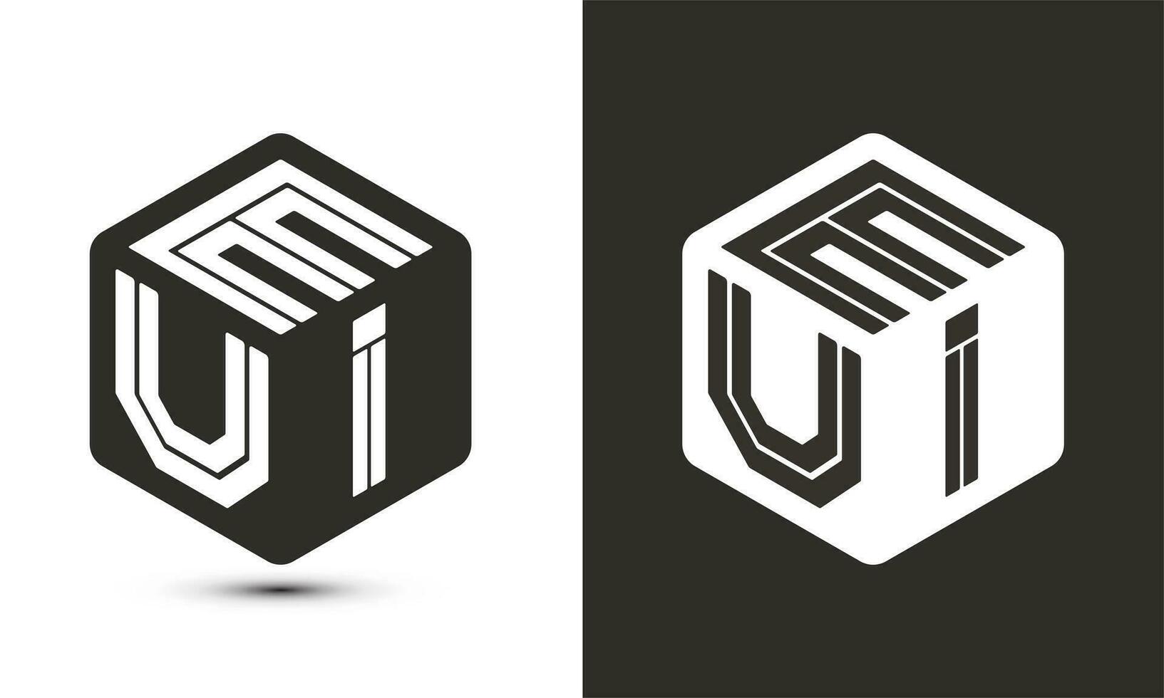 EUI letter logo design with illustrator cube logo, vector logo modern alphabet font overlap style.