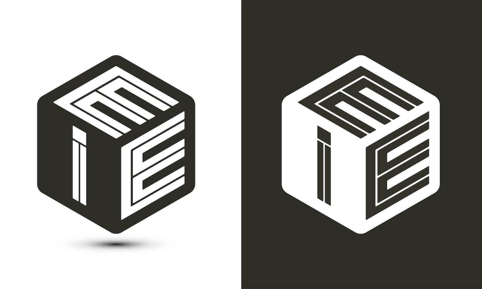 EIE letter logo design with illustrator cube logo, vector logo modern alphabet font overlap style.