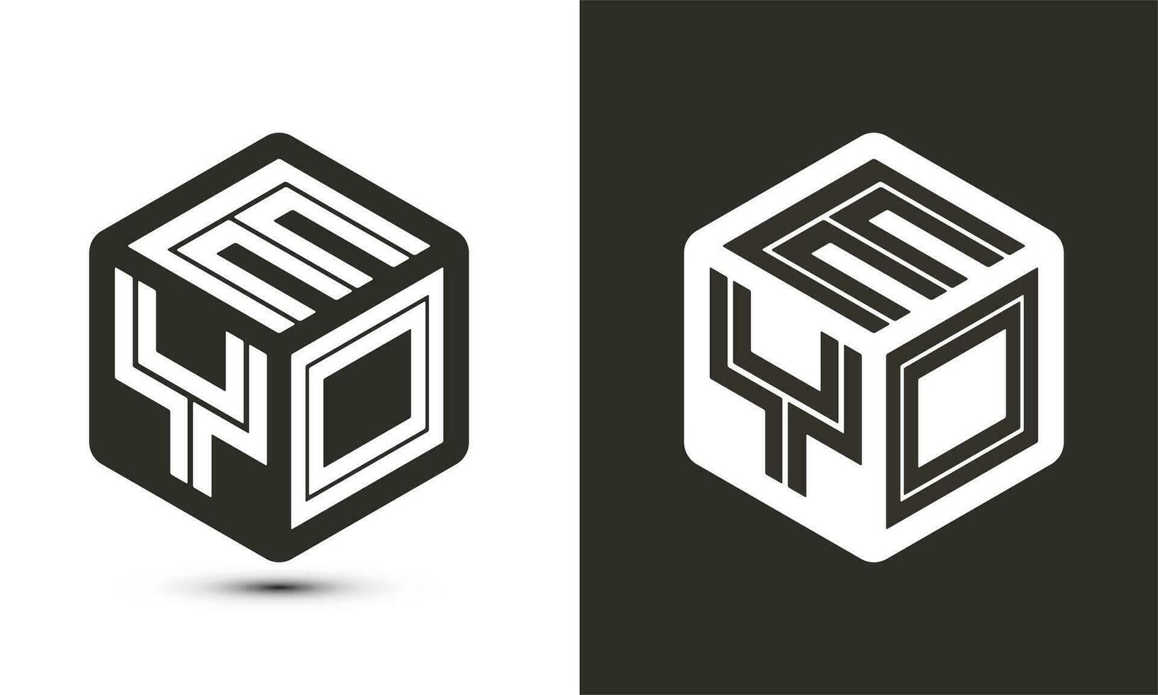 EYO letter logo design with illustrator cube logo, vector logo modern alphabet font overlap style.