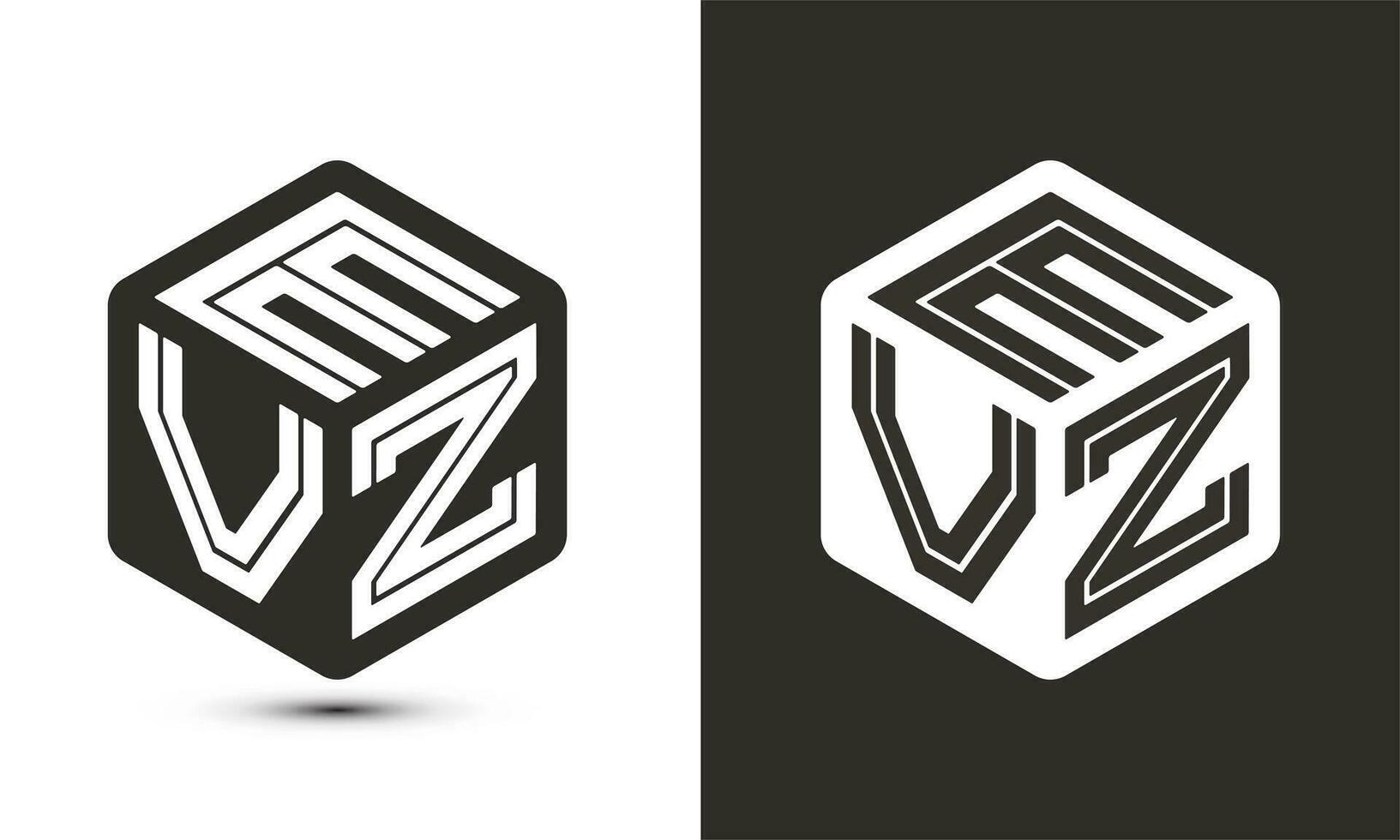 EVZ letter logo design with illustrator cube logo, vector logo modern alphabet font overlap style.