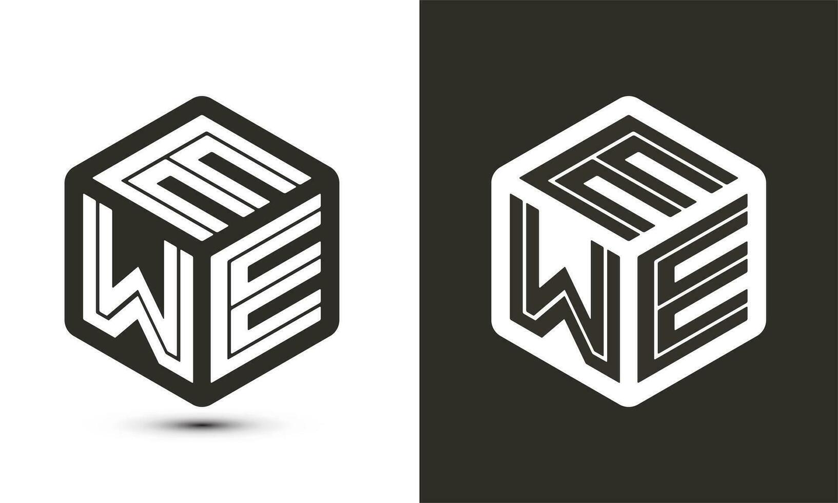 EWE letter logo design with illustrator cube logo, vector logo modern alphabet font overlap style.