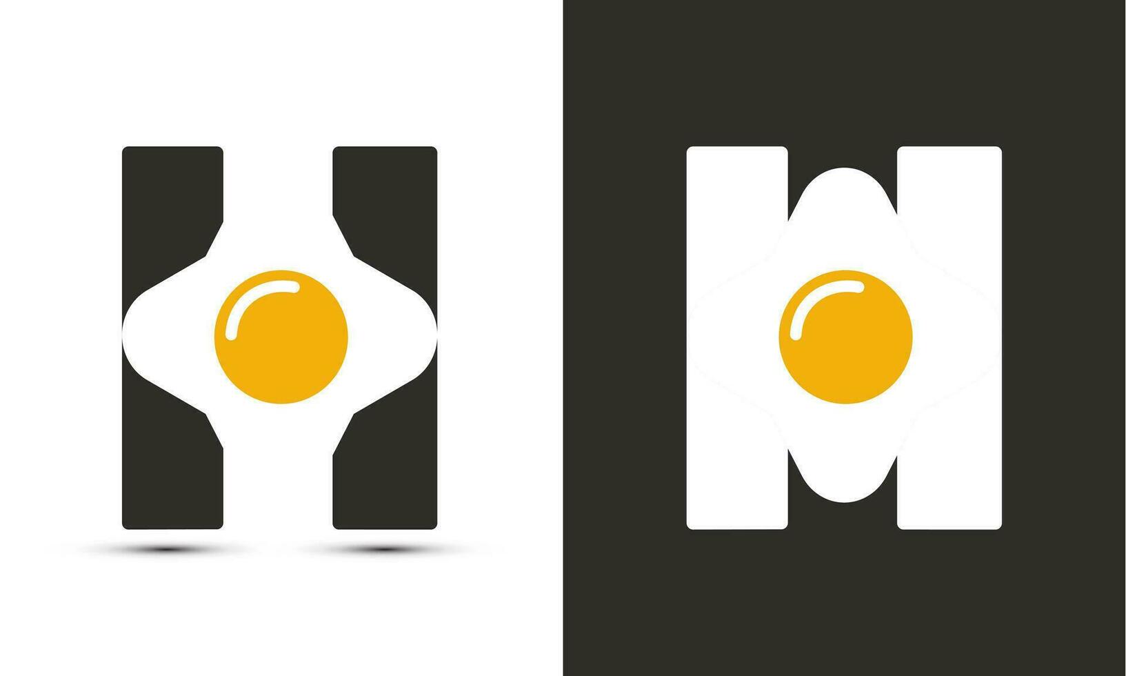 Modern illustration logo design initial H combine with fried egg. vector