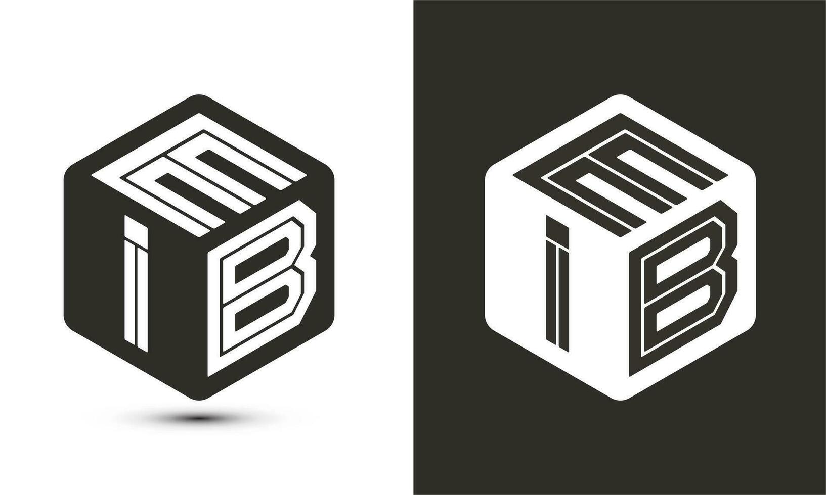 EIB letter logo design with illustrator cube logo, vector logo modern alphabet font overlap style.