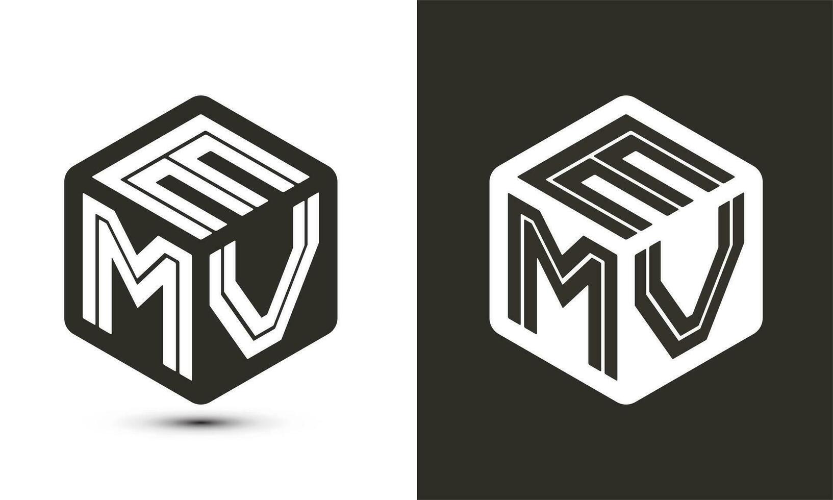 EMV letter logo design with illustrator cube logo, vector logo modern alphabet font overlap style.