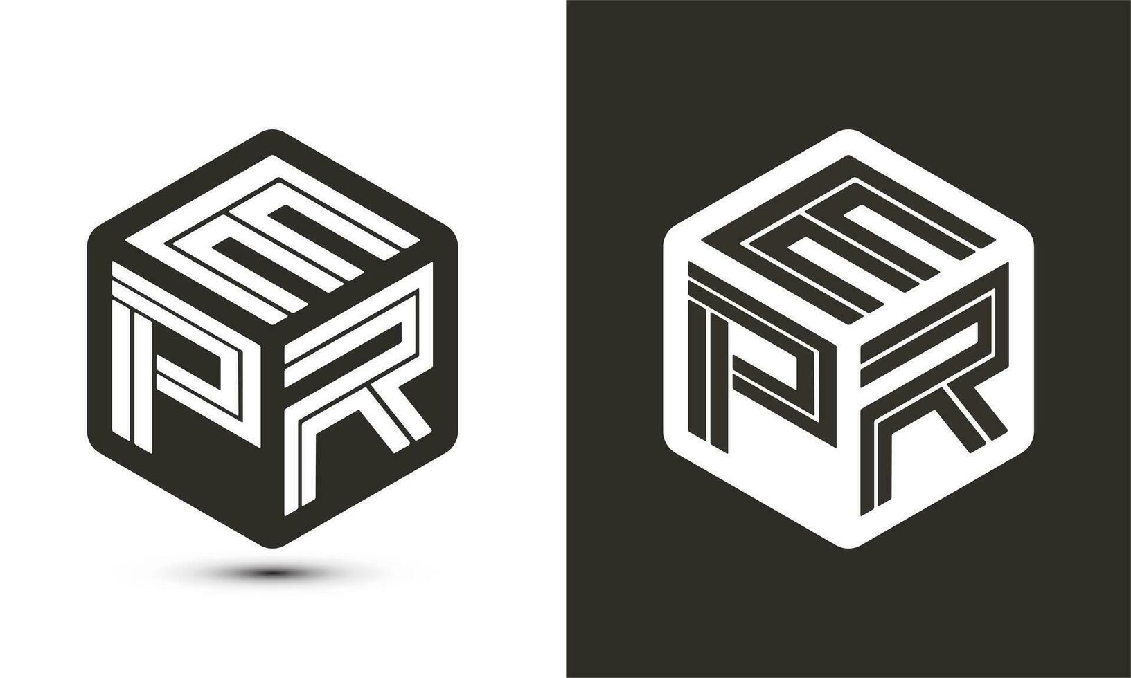 epr letra logo diseño con ilustrador cubo logo, vector logo moderno alfabeto fuente superposición estilo.