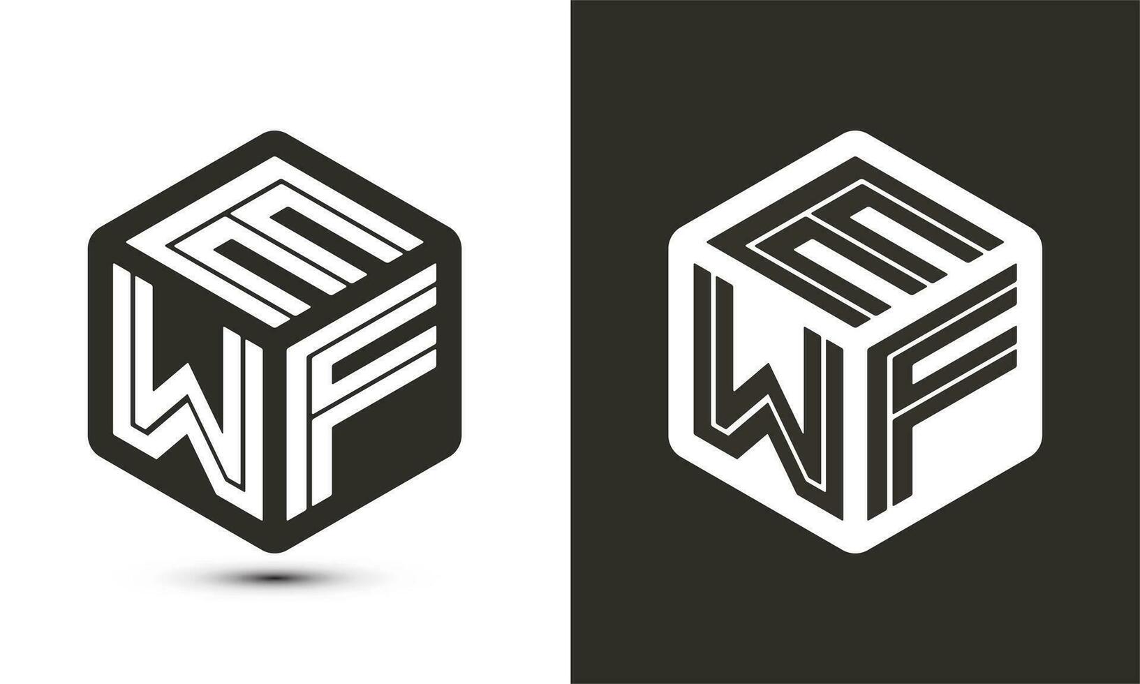EWF letter logo design with illustrator cube logo, vector logo modern alphabet font overlap style.