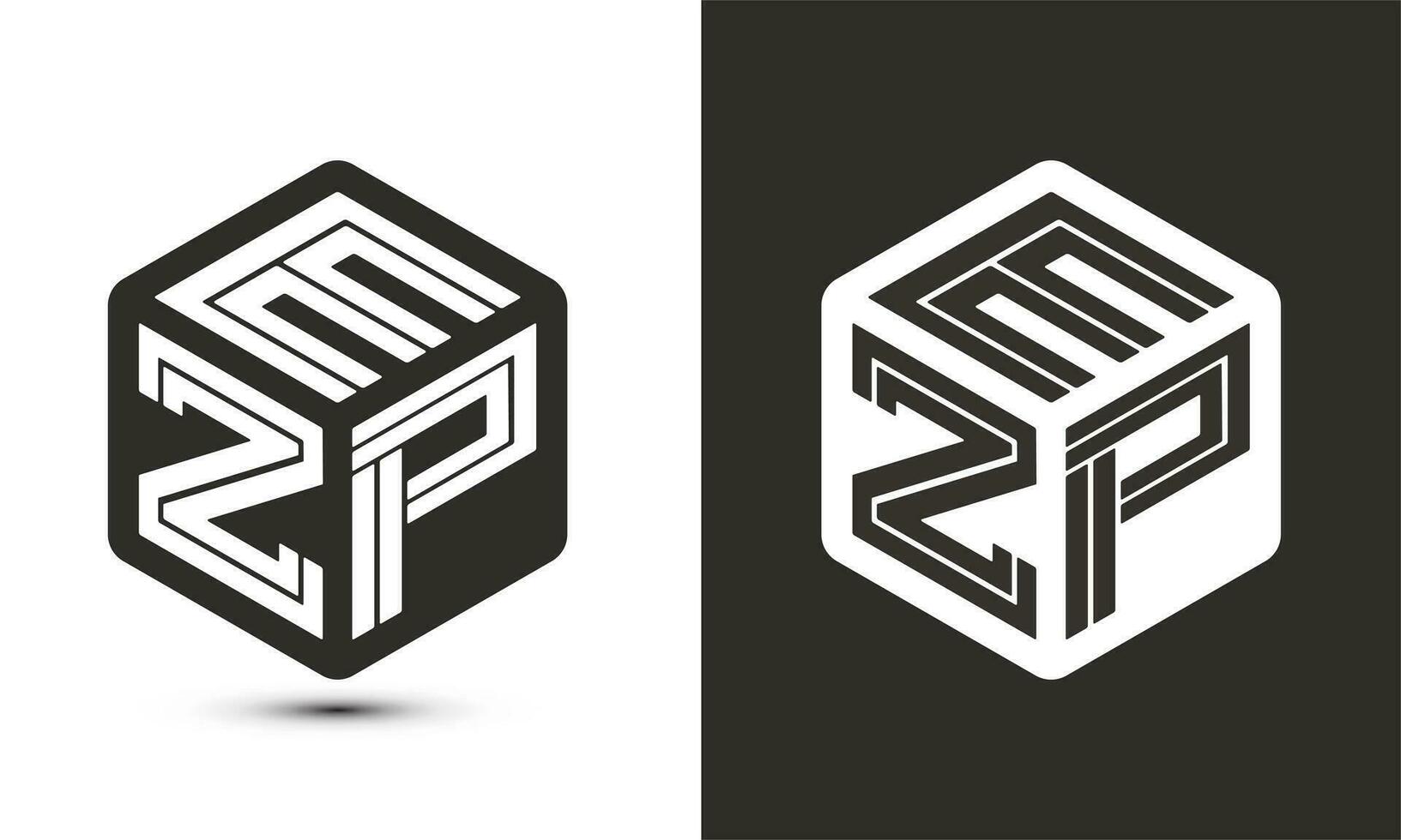 EZP letter logo design with illustrator cube logo, vector logo modern alphabet font overlap style.