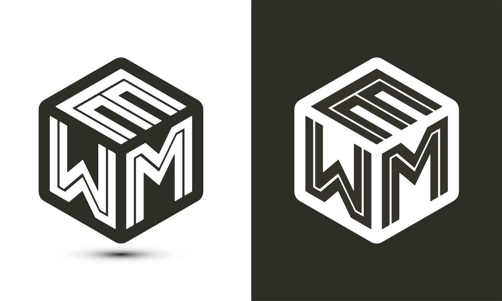 EWM letter logo design with illustrator cube logo, vector logo modern alphabet font overlap style.