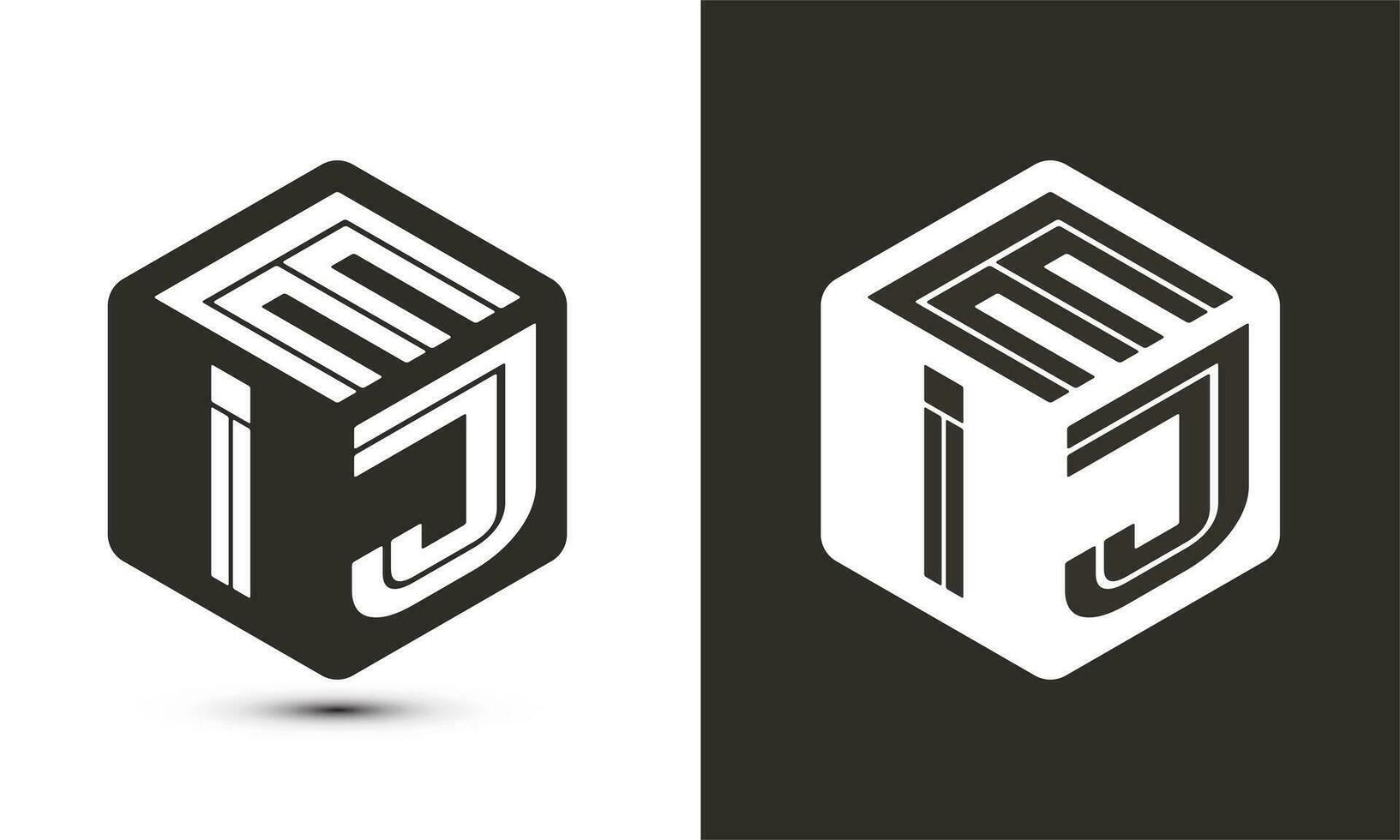 eij letra logo diseño con ilustrador cubo logo, vector logo moderno alfabeto fuente superposición estilo.