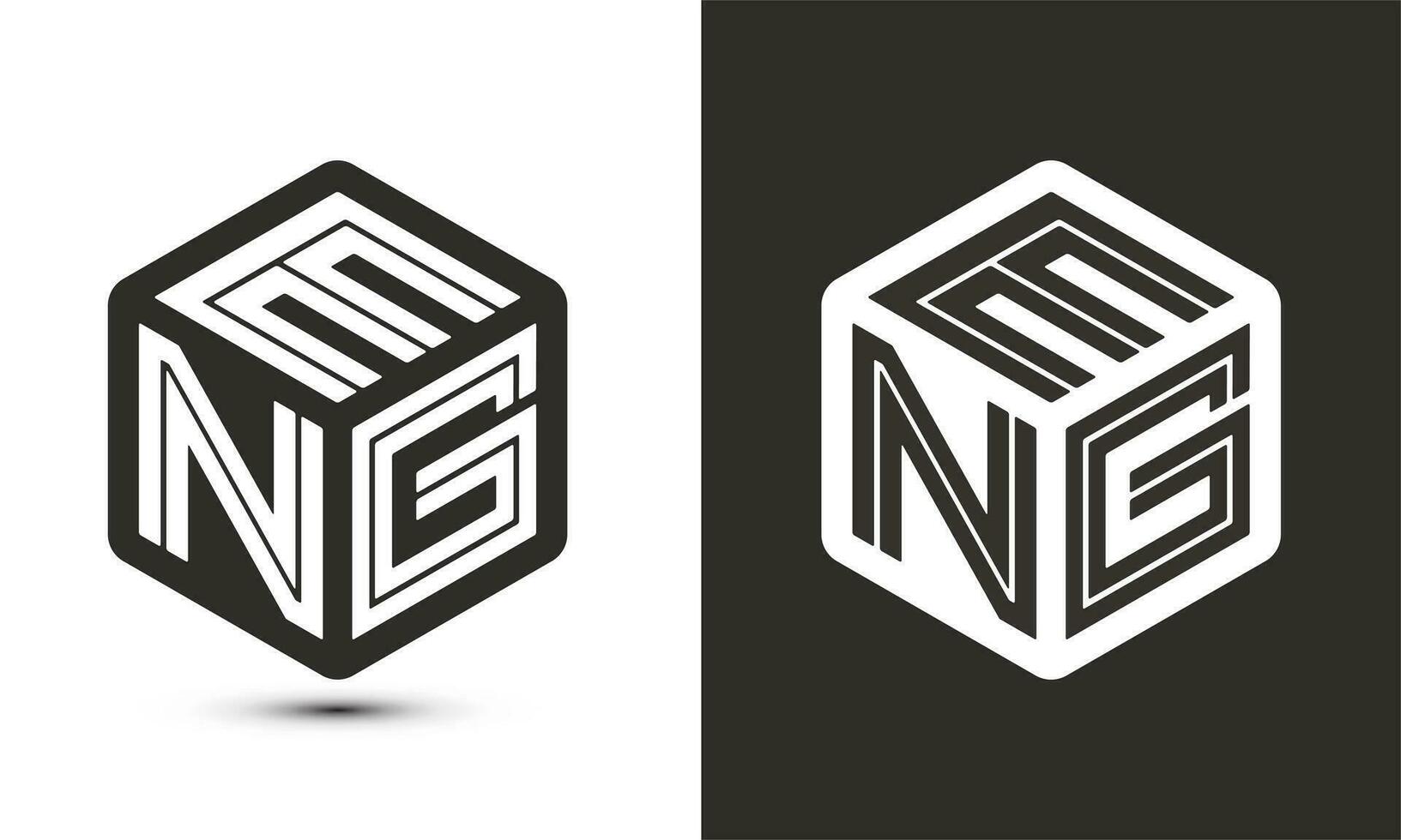 ENG letter logo design with illustrator cube logo, vector logo modern alphabet font overlap style.