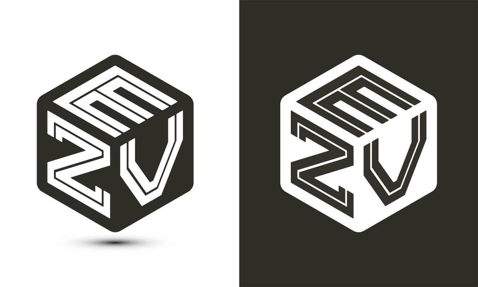 EZV letter logo design with illustrator cube logo, vector logo modern alphabet font overlap style.