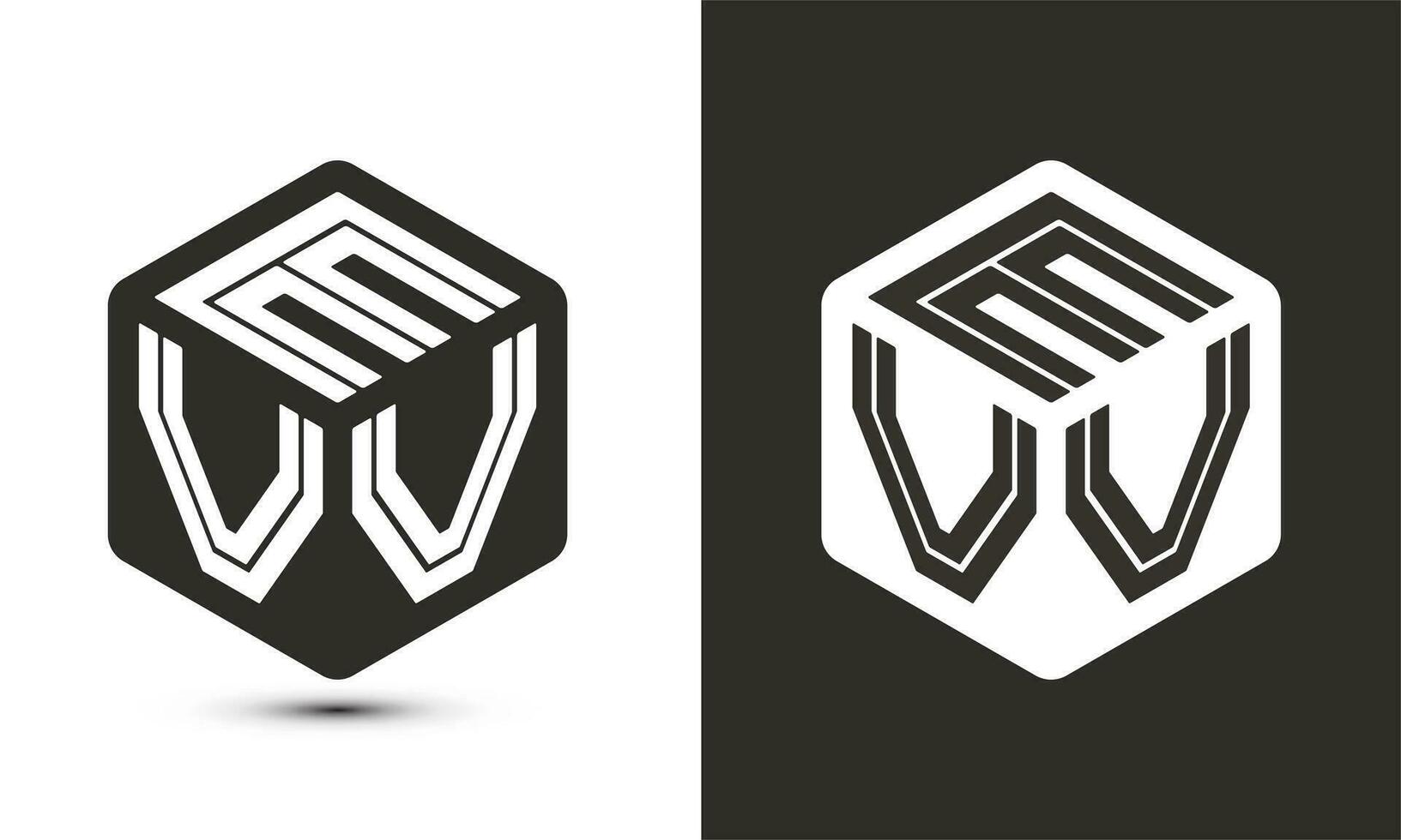EVV letter logo design with illustrator cube logo, vector logo modern alphabet font overlap style.
