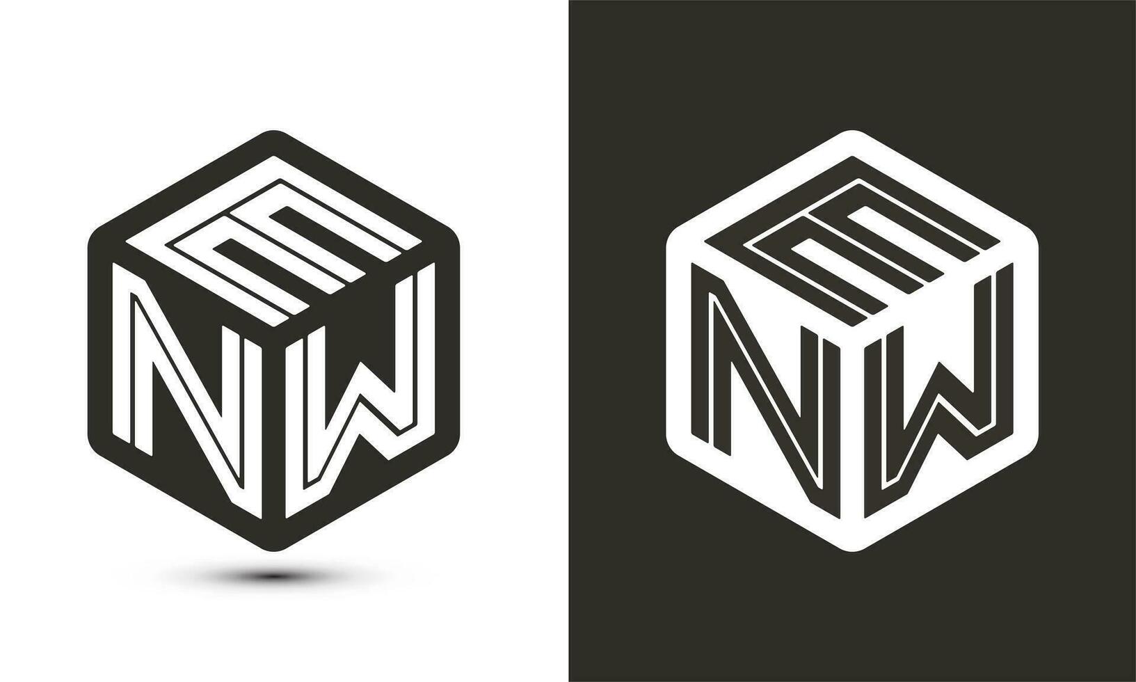 enw letra logo diseño con ilustrador cubo logo, vector logo moderno alfabeto fuente superposición estilo.