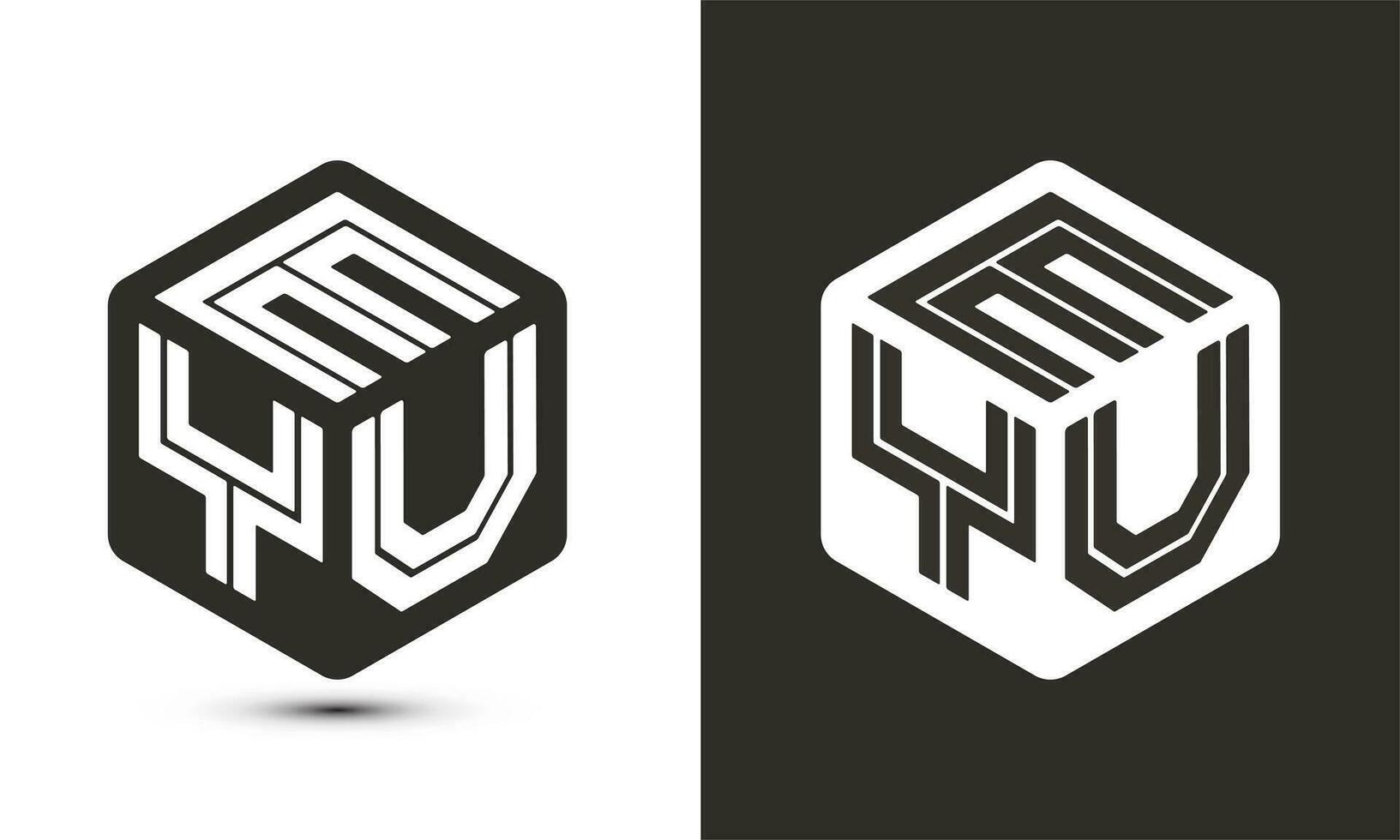 eyu letra logo diseño con ilustrador cubo logo, vector logo moderno alfabeto fuente superposición estilo.