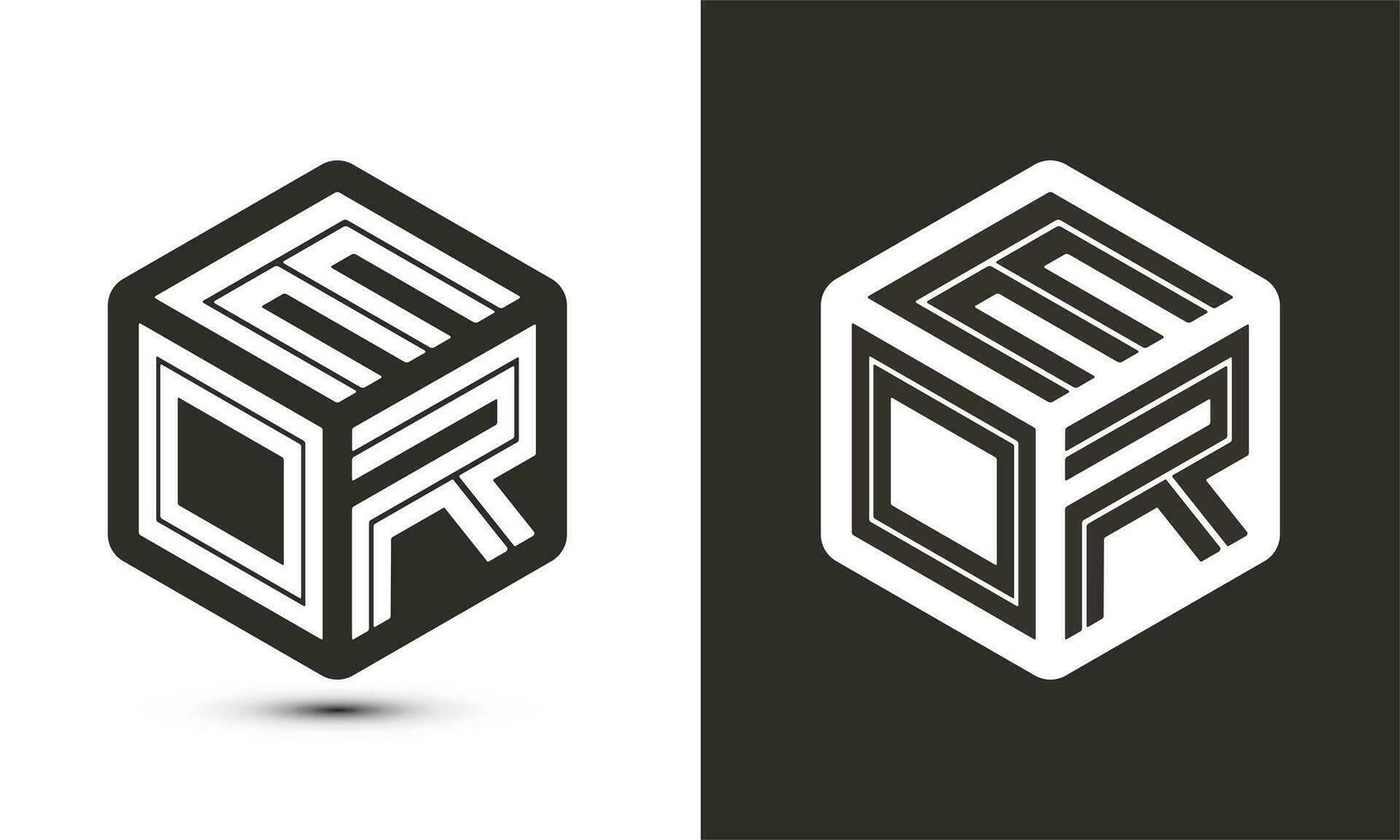EOR letter logo design with illustrator cube logo, vector logo modern alphabet font overlap style.
