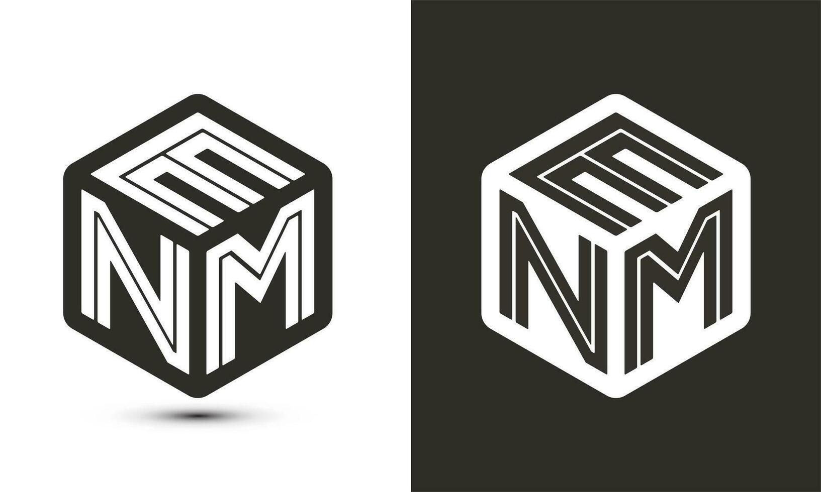 ENM letter logo design with illustrator cube logo, vector logo modern alphabet font overlap style.