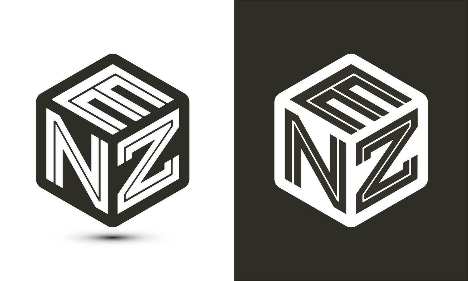 ENZ letter logo design with illustrator cube logo, vector logo modern alphabet font overlap style.