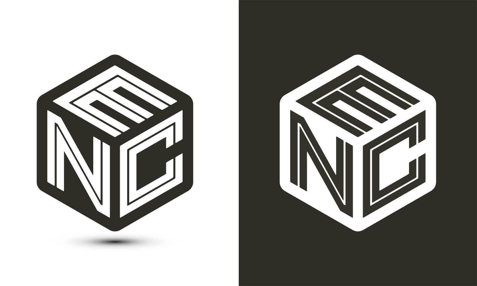 ENC letter logo design with illustrator cube logo, vector logo modern alphabet font overlap style.