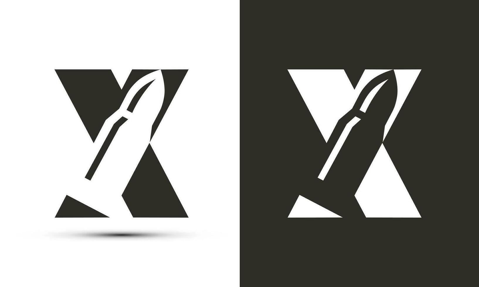 Modern illustration logo design initial X combine with bullet. vector