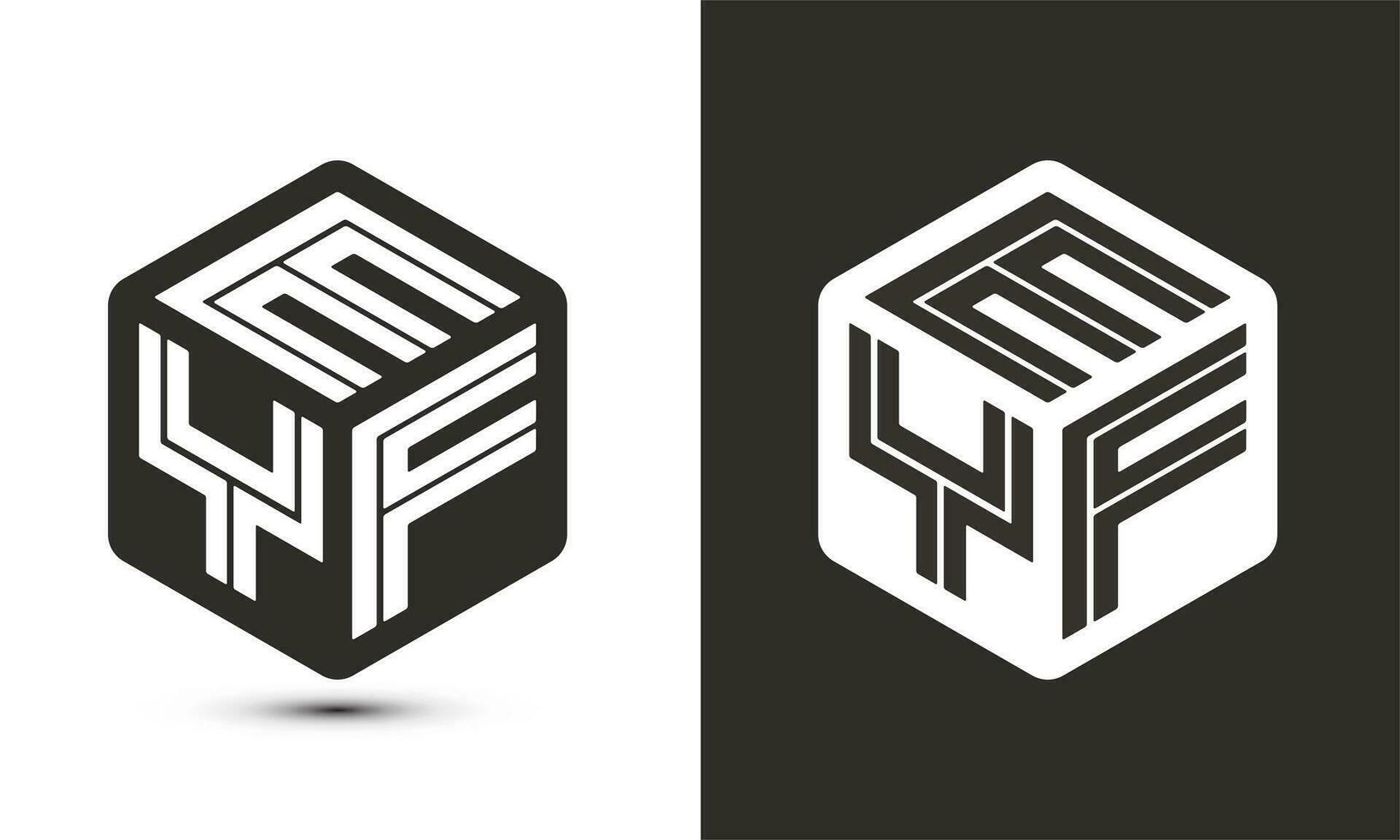 EYF letter logo design with illustrator cube logo, vector logo modern alphabet font overlap style.