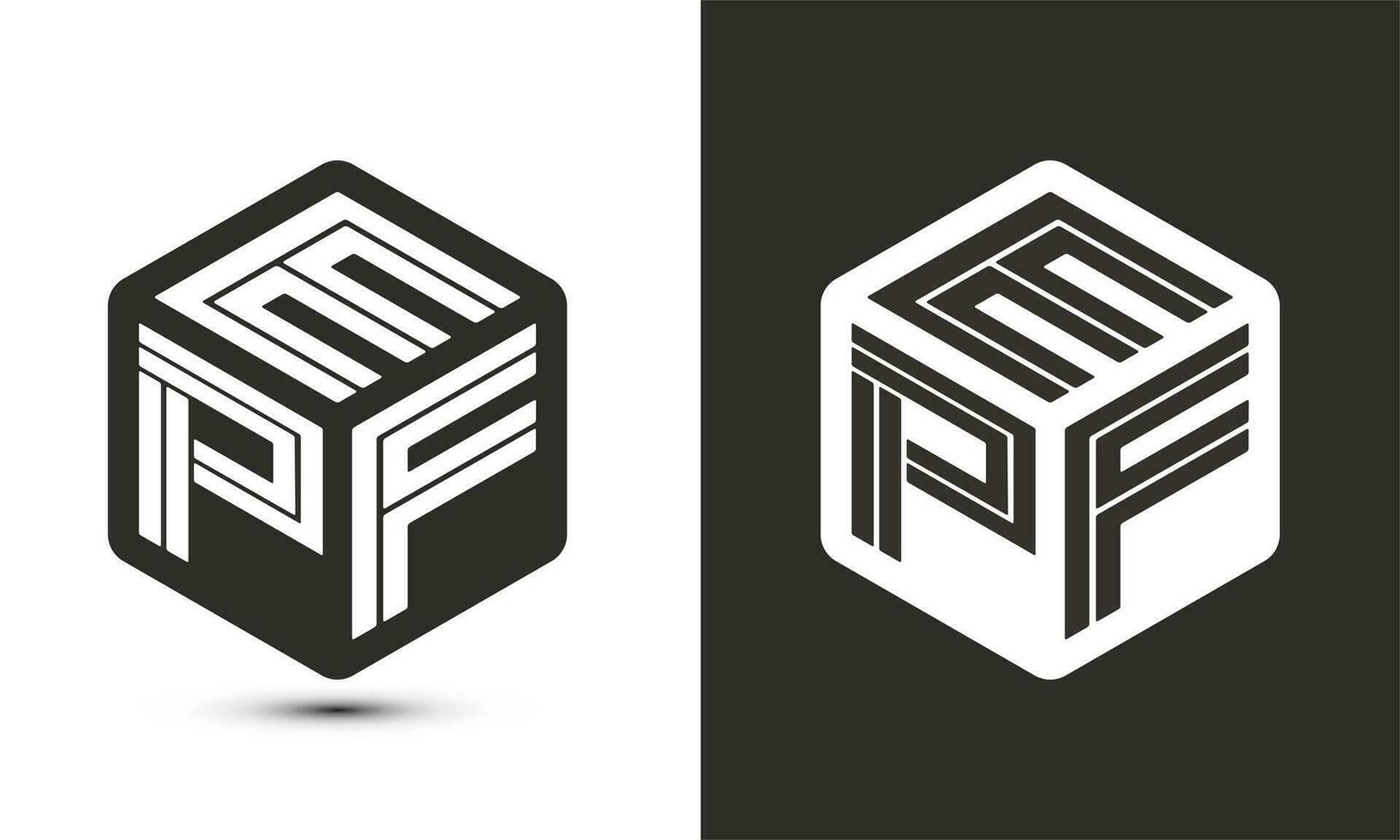 EPF letter logo design with illustrator cube logo, vector logo modern alphabet font overlap style.