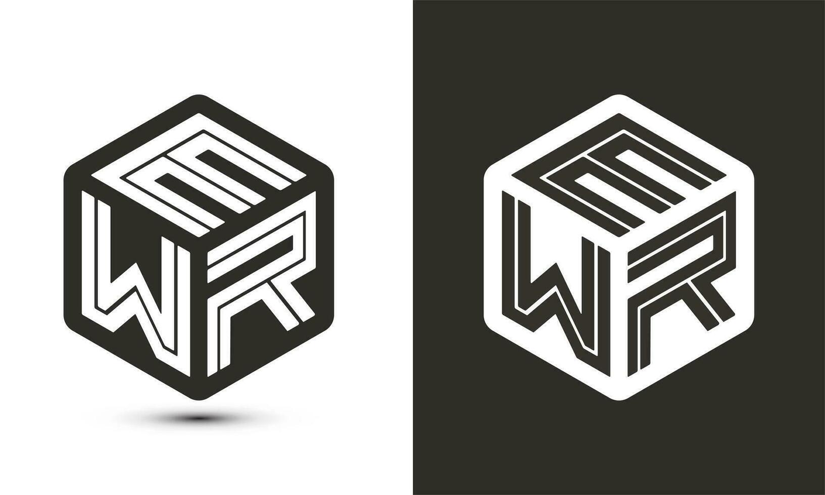 EWR letter logo design with illustrator cube logo, vector logo modern alphabet font overlap style.