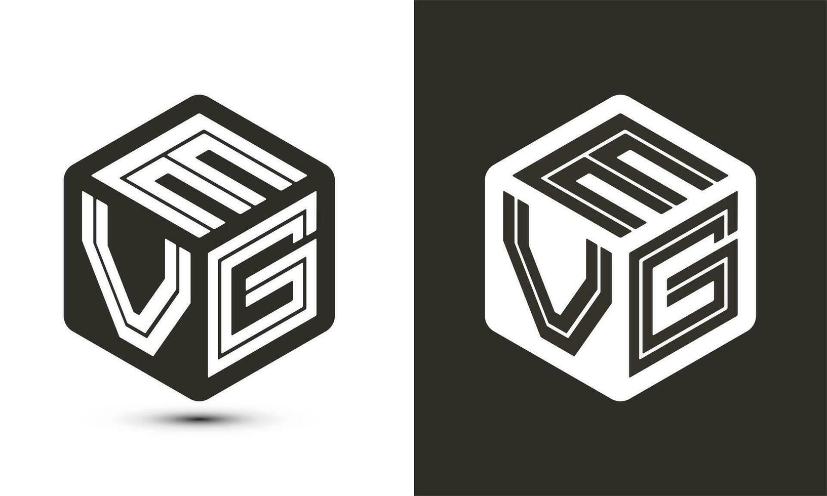 EVG letter logo design with illustrator cube logo, vector logo modern alphabet font overlap style.