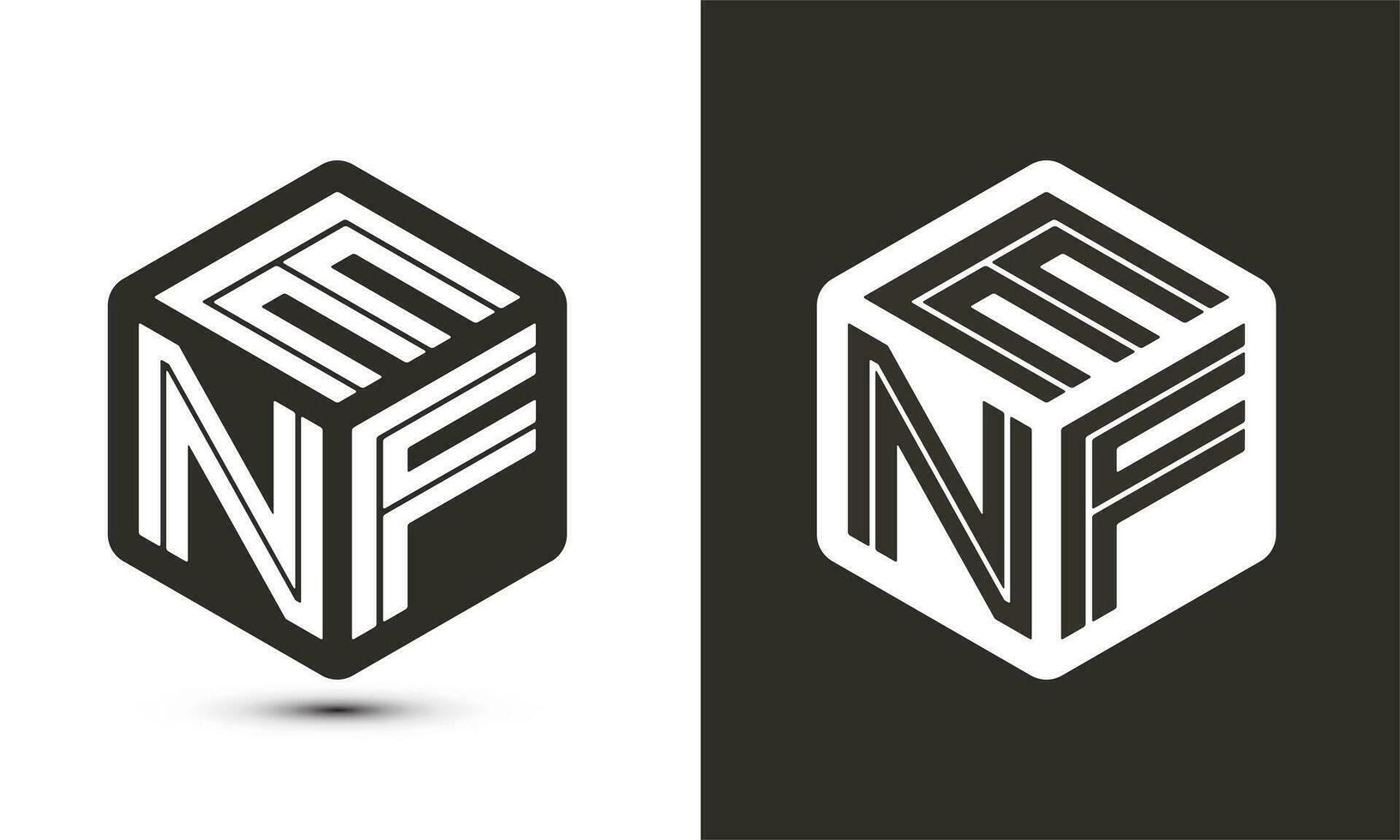 enf letra logo diseño con ilustrador cubo logo, vector logo moderno alfabeto fuente superposición estilo.