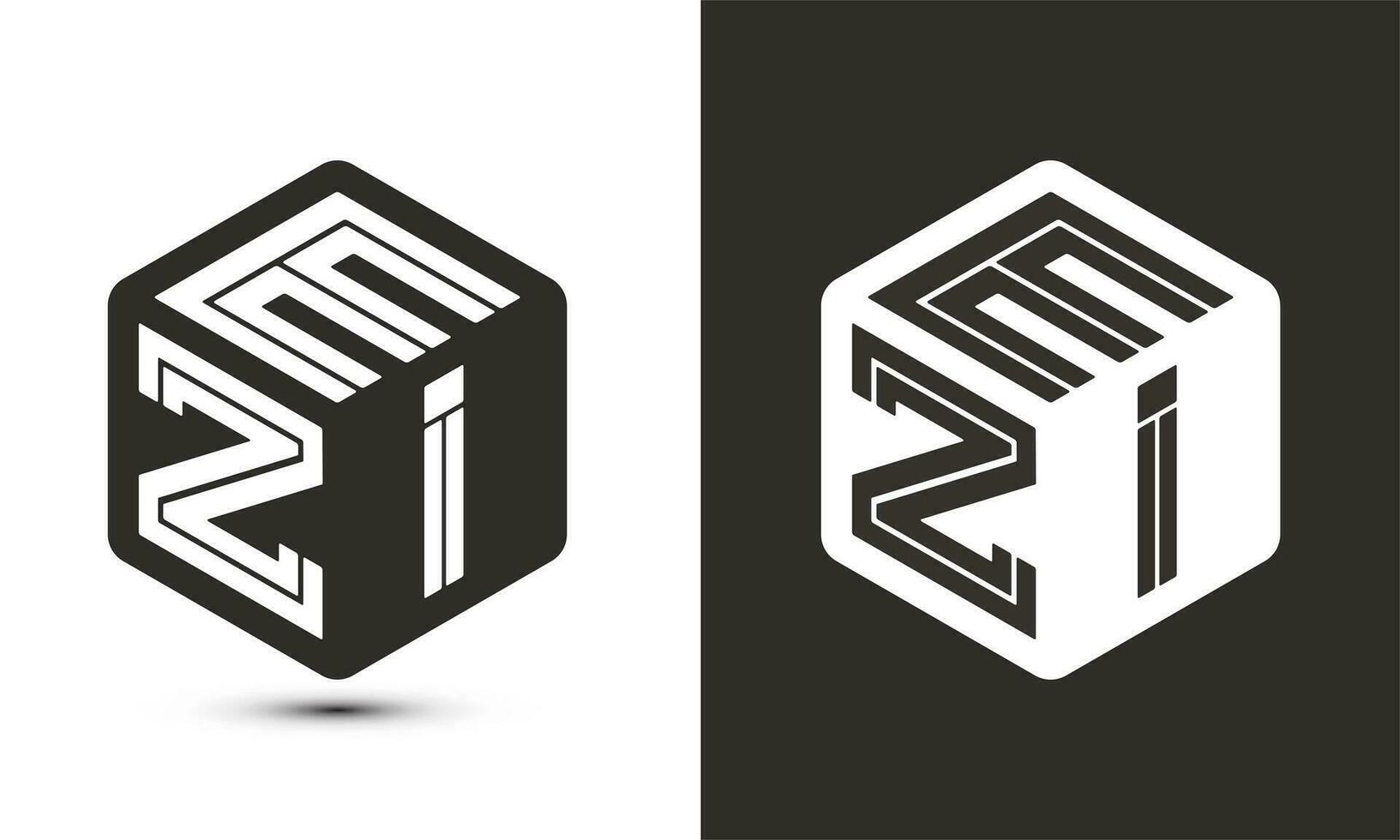 EZI letter logo design with illustrator cube logo, vector logo modern alphabet font overlap style.