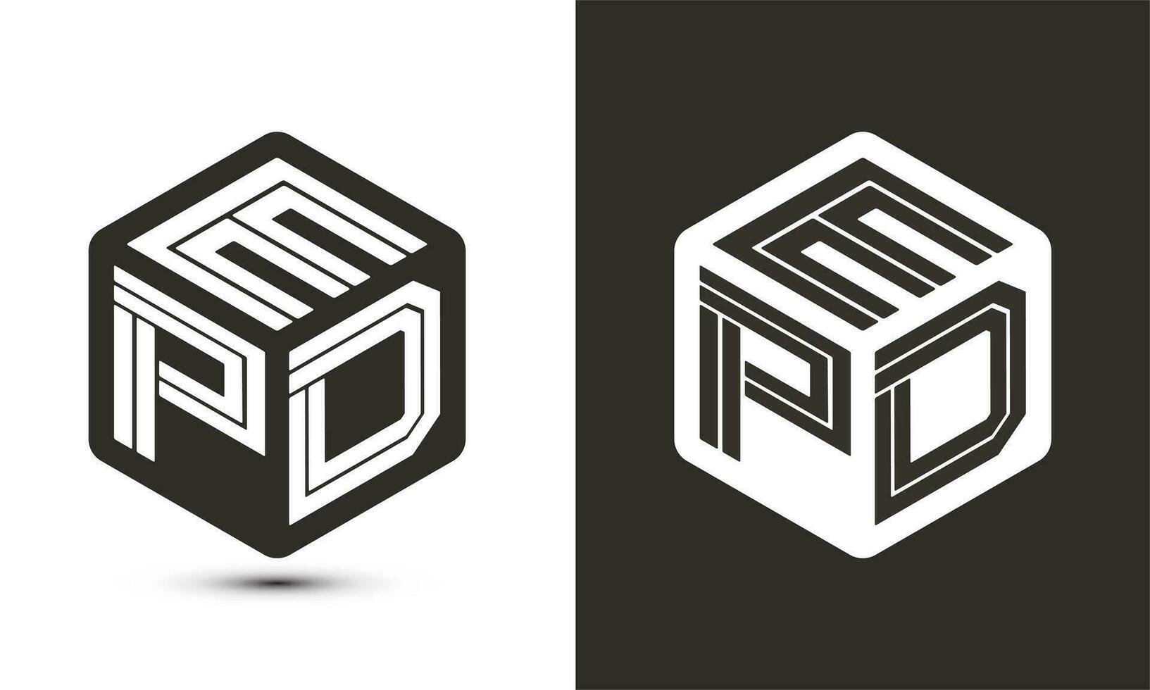 EPD letter logo design with illustrator cube logo, vector logo modern alphabet font overlap style.