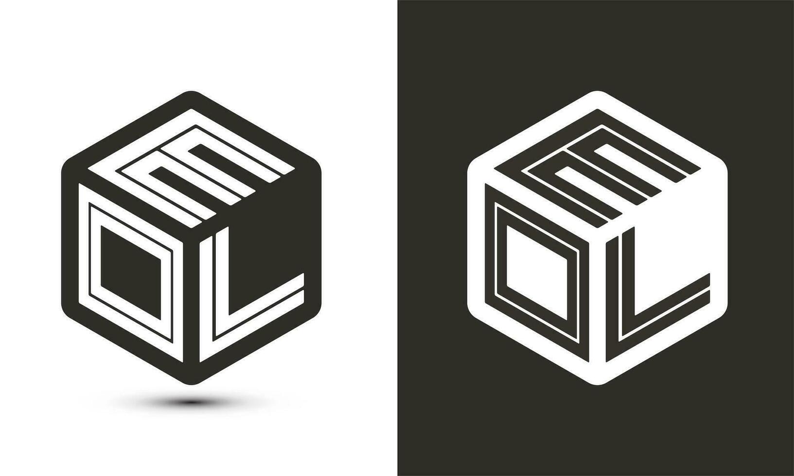 EOL letter logo design with illustrator cube logo, vector logo modern alphabet font overlap style.