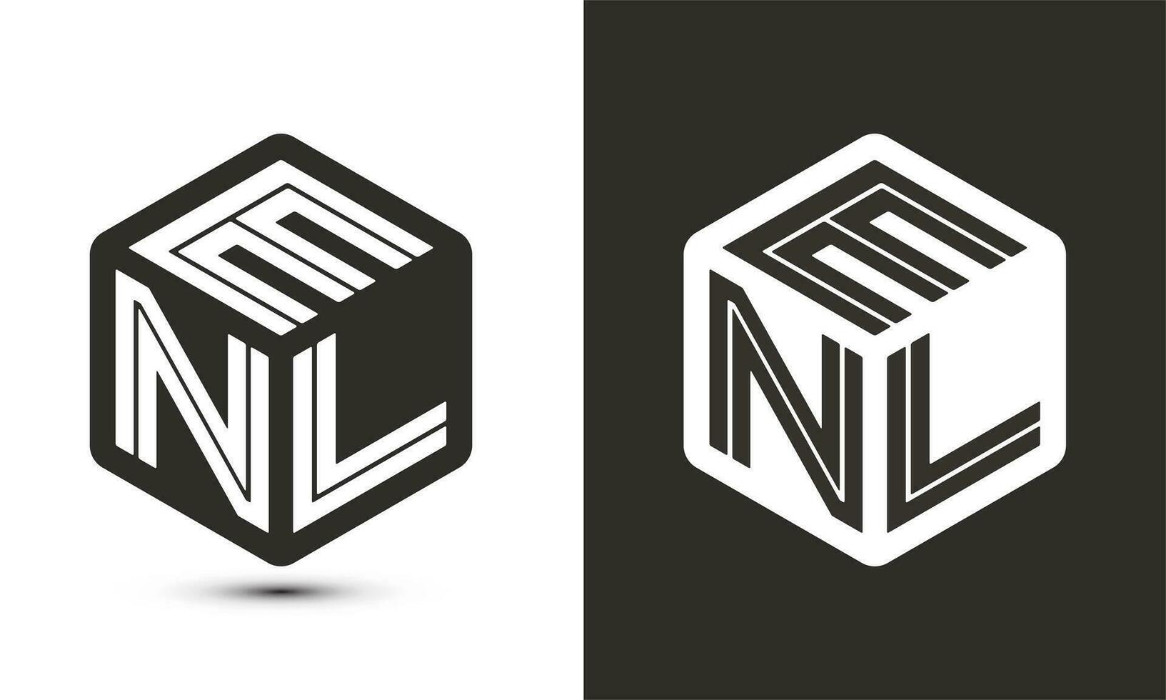ENL letter logo design with illustrator cube logo, vector logo modern alphabet font overlap style.