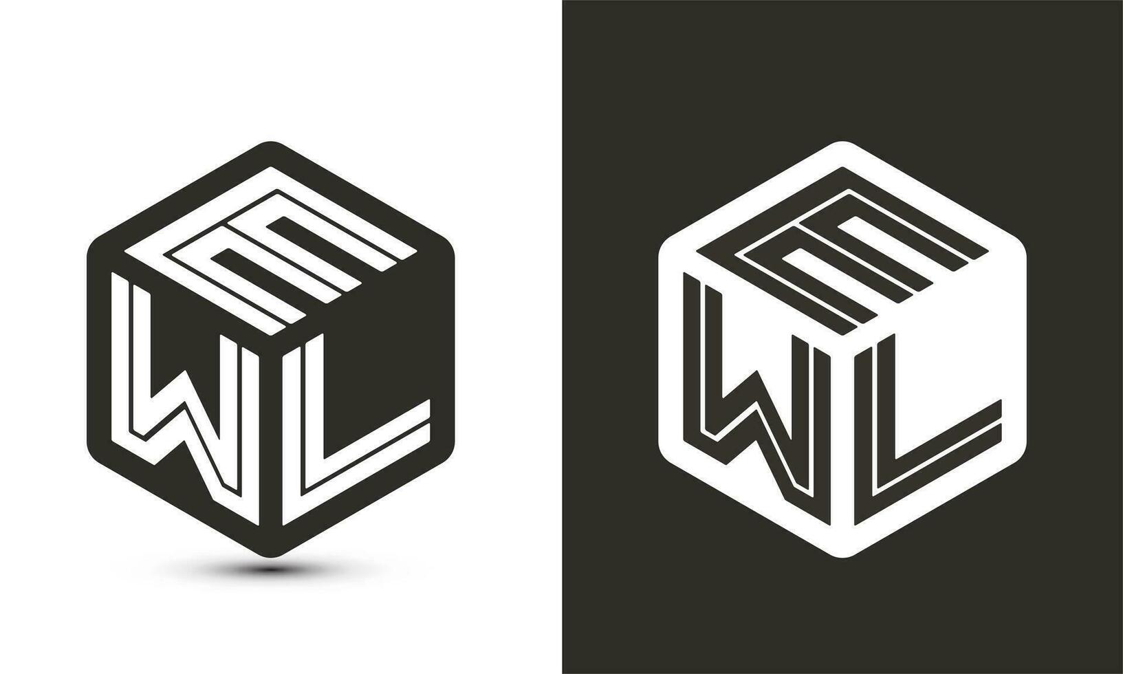 EWL letter logo design with illustrator cube logo, vector logo modern alphabet font overlap style.