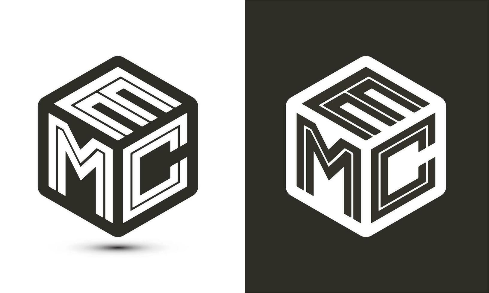 emc letra logo diseño con ilustrador cubo logo, vector logo moderno alfabeto fuente superposición estilo.