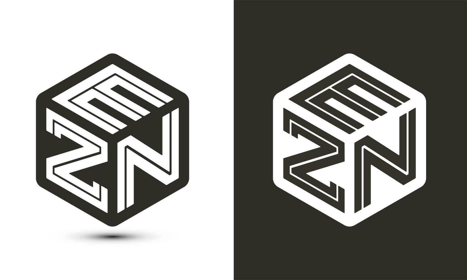 ezn letra logo diseño con ilustrador cubo logo, vector logo moderno alfabeto fuente superposición estilo.