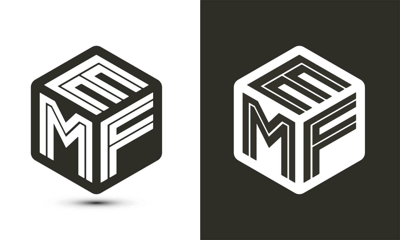 EMF letter logo design with illustrator cube logo, vector logo modern alphabet font overlap style.
