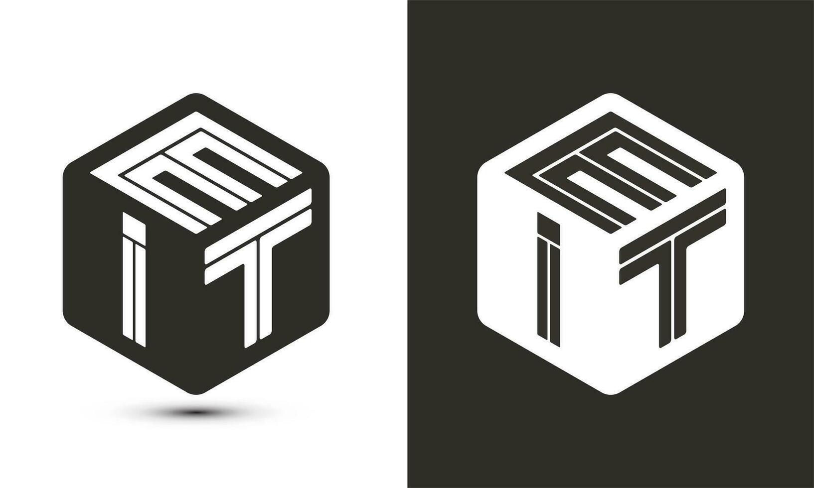 EIT letter logo design with illustrator cube logo, vector logo modern alphabet font overlap style.