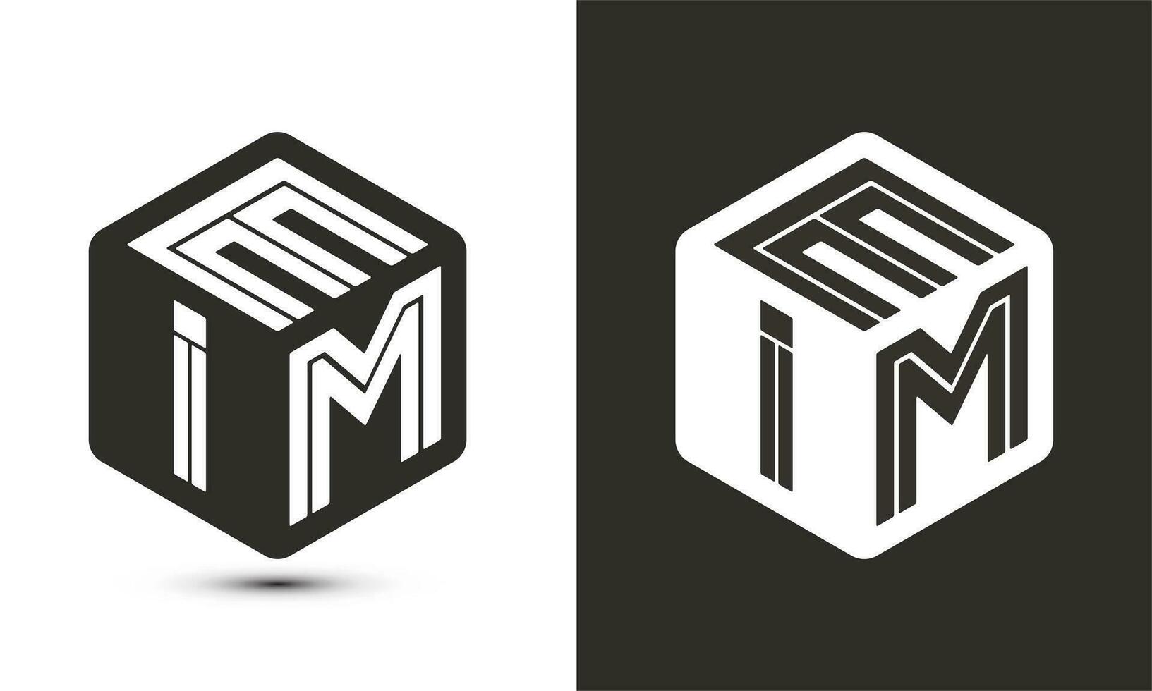 eim letra logo diseño con ilustrador cubo logo, vector logo moderno alfabeto fuente superposición estilo.