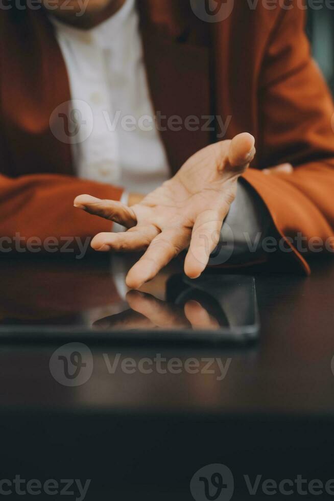 Team of business people working together in the meeting room office, teamwork background charts and graphs banner, double exposure successful teamwork,business planning concept. photo
