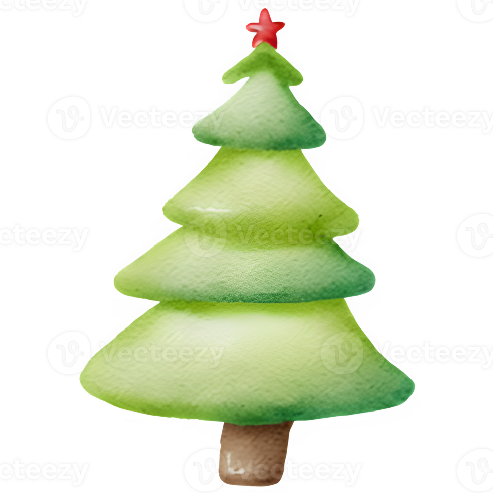 AI generated Christmas tree watercolor clipart png