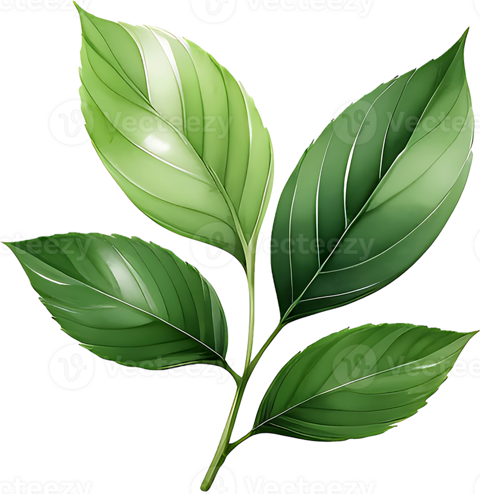 AI generated Exquisite Green Tea Leaf adn Branch PNG Collection, green